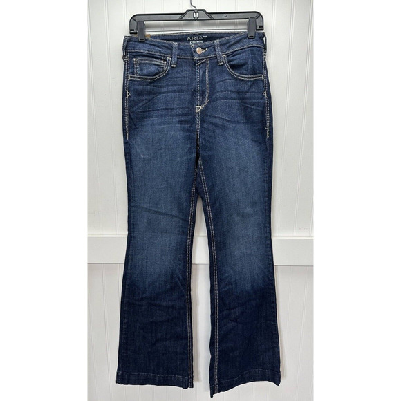 Ariat High Rise Slim Trouser Jeans 29 Denim Dark Blue Bootcut Flared Western - Picture 2 of 12